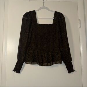 Nine West Black Leopard Print Blouse